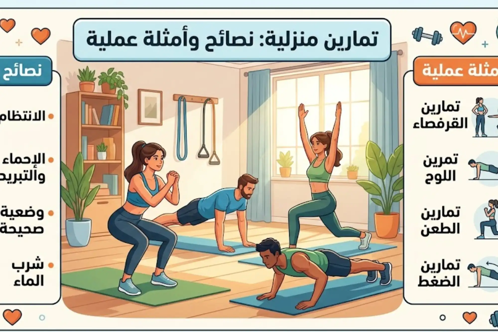 تمارين منزلية نصائح وأمثلة عملية
